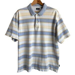 Men's XXL Striped Light Blue and Khaki Izod Polo Shirt, Vacation, Office, Golf